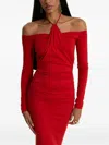 Moos Studio Heatline Halter-neck Draped Maxi Dress In Red