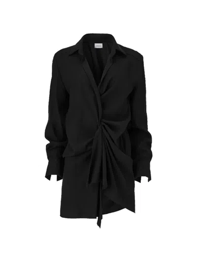 Moos Studio Knot-detail Shirt Mini Dress In Black