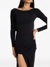 Moos Studio Midnight Icon Long-sleeve Side-split Maxi Dress In Black