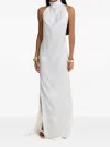Moos Studio Milkglass High-neck Side-slit Maxi Dress In White
