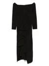 Moos Studio Off-shoulder Midi Dress In Black