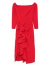 Moos Studio Off-shoulder Midi Dress In Red