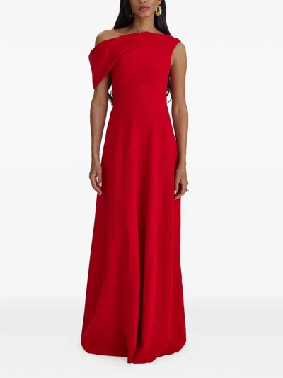Moos Studio Off-shoulder Draped Gown In Red