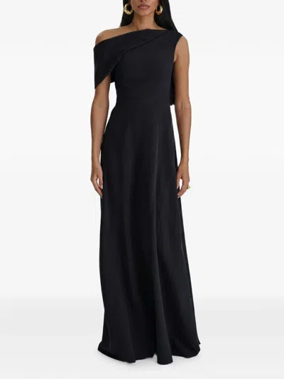 Moos Studio Off-shoulder Panelled Gown In Black