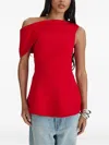 Moos Studio One-shoulder Peplum Top In Red