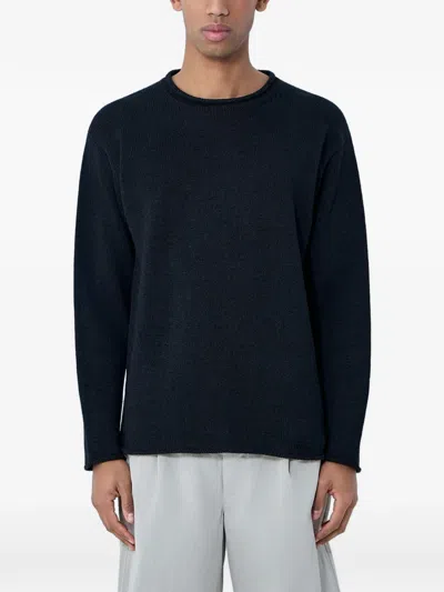 Moos Studio Ribbed Crew-neck Sweater In Black