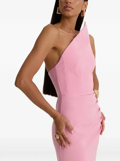 Moos Studio Rose Triangle One-shoulder Maxi Dress In Pink