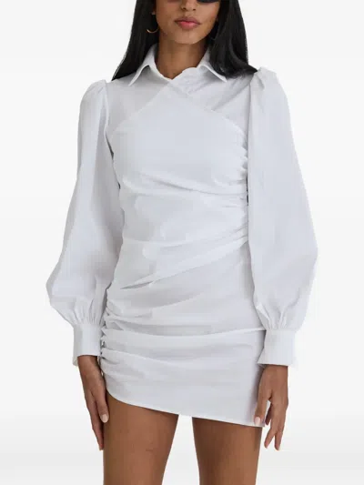 Moos Studio Ruched Long-sleeve Dress In White