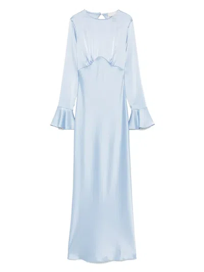 Moos Studio Satin Midi Dress In Blue
