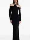 Moos Studio Shadow Spiral Off-shoulder Fishtail Maxi Dress In Black