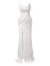Moos Studio Swan Silk Corset Satin Dress In White