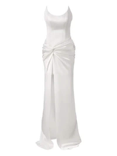 Moos Studio Swan Silk Corset Satin Dress In White