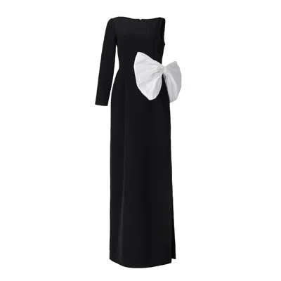 Moos Studio Women's Black / White Bow Dress In Black/white