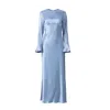 Moos Studio Women's Blue Celeste Satin Maxi Dress In Blue