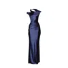 Moos Studio Women's Blue Modern Cutout Satin Cocktail Dress In Blue