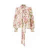 Moos Studio Women's Printed Blouse With Bow