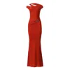 Moos Studio Women's Red Cut-out Evening Dress