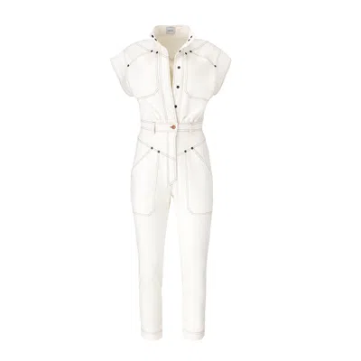 Moos Studio Women's White Denim Utility Jumpsuit