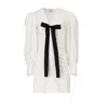 Moos Studio Women's White Gathered Mini Dress With Bow In White