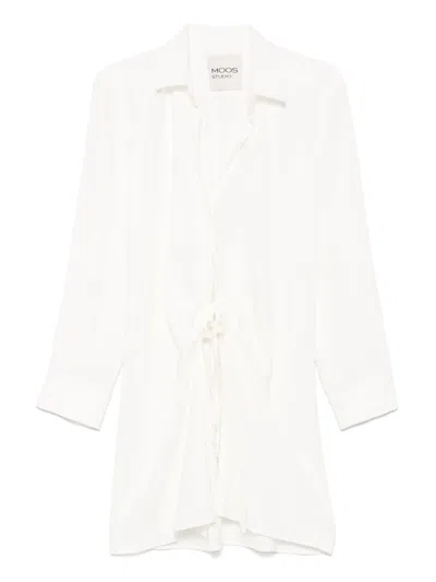 Moos Studio Wrap Mini Dress In White