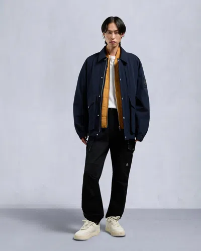 Moose Knuckles Color: Navy/butterscotch In Blue