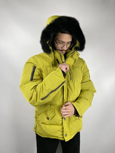 Pre-owned Moose Knuckles 3q Down Puffer Jacket In Yellow/green