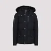 Moose Knuckles Forrestville Black Down Jacket With Fixed Hood And Logo Patch On The Sleeve In Cotton Blend Man In Navy Blk