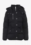 Moose Knuckles Hooded Quilted Jacket Side Pockets In Black