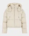 Moose Knuckles Akai Cropped Down Puffer Jacket With Detachable Hood In Neutral