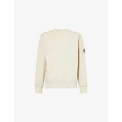 Moose Knuckles Alabaster Hartsfield Crew-neck Cotton Sweatshirt In Neutral