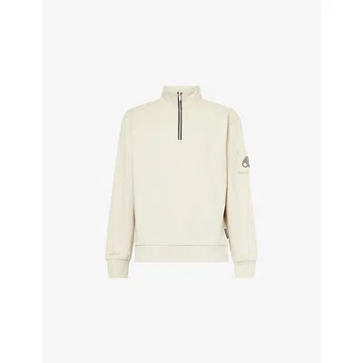 Moose Knuckles Alabaster Hartsfield Quarter-zip Cotton Sweatshirt Xxl In Neutral