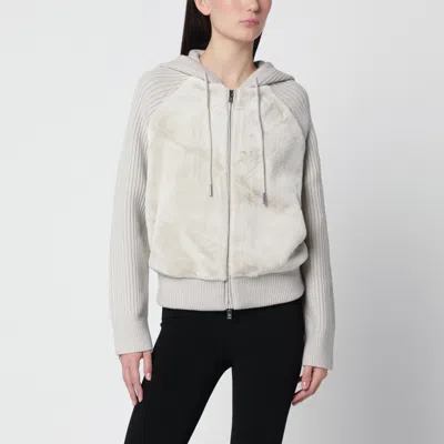 Moose Knuckles Alabaster Junction Wool-blend Drawstring Hood Sweatshirt In White