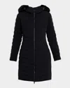 Moose Knuckles Andesite Down Parka With Removable Hood & Shearling Trim In Blue