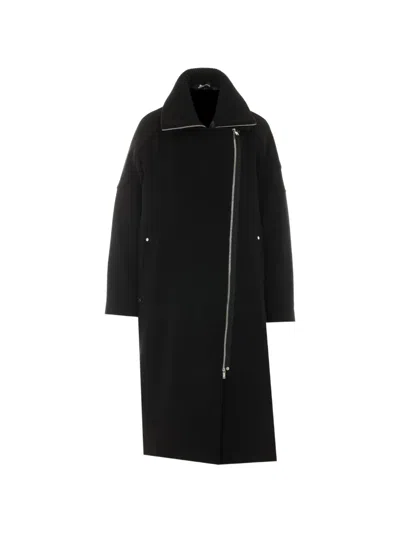 Moose Knuckles Asymmetric-zip Ribbed-collar Coat In Black