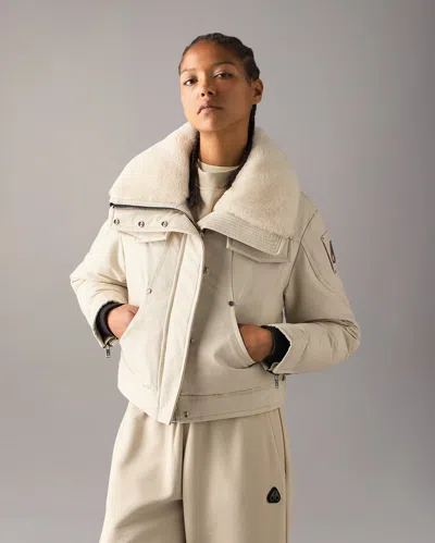 Moose Knuckles Aurora Down Trucker Jacket In Neutral