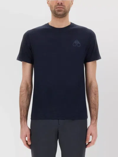 Moose Knuckles Back Print Short Sleeves Crew Neck In Blue