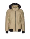 Moose Knuckles Ballistic Cotton Down Bomber W/ Fur Trim In Beige