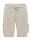 Moose Knuckles Beige Solid Shorts In Gray