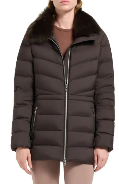 MOOSE KNUCKLES MOOSE KNUCKLES BELLE COTE GENUINE SHEARLING COLLAR WATER REPELLENT 800 FILL POWER DOWN PUFFER JACKET
