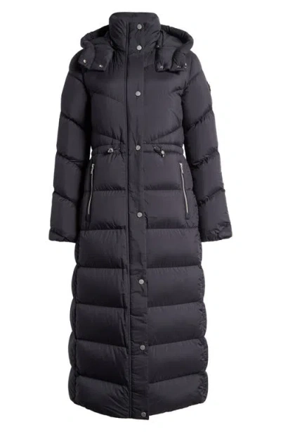 Moose Knuckles Belle Cote Long 800 Fill Power Down Puffer Jacket In Black