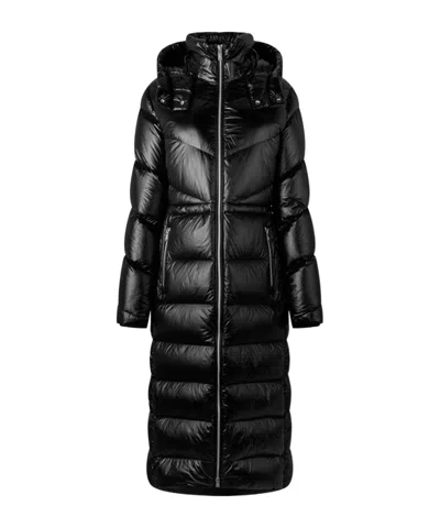 Moose Knuckles Belle Cote Shiny Shell Down Coat In Black