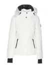 Moose Knuckles Betta Puffer Jacket With Detachable Hood And Shearling Trim In White
