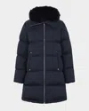 Moose Knuckles Belle Dune Down Puffer Jacket With Removable Shearling Collar In Blue