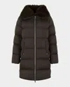 Moose Knuckles Belle Dune Down Puffer Jacket With Removable Shearling Collar In Brown