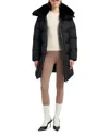 Moose Knuckles Belle Dune Shearling Trim Down Coat In Black