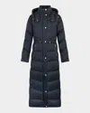 Moose Knuckles Belle Long Down Puffer Coat With Removable Hood In Navy