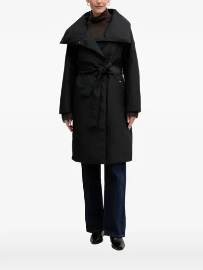 Moose Knuckles Belted Double-breasted Coat In Black