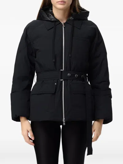 Moose Knuckles Belted Hooded Jacket In 블랙
