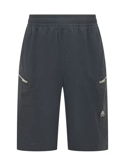 Moose Knuckles Bermuda Cargo Shorts With Zip Pocket In Navy