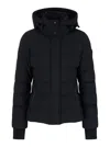 Moose Knuckles Cloud 3q 800 Fill Power Down Puffer Jacket With Removable Genuine Shearling Trim In Black
